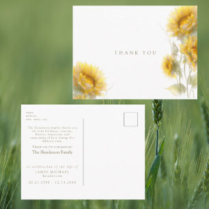 Carte Postale Remerciement Personnalisé pour l'Enterrement de To