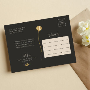 Carte Postale Remerciement photo minimaliste floral or luxueux