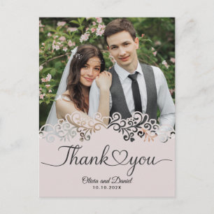 Carte Postale Remerciement plat de mariage à cœur d'amour de scr