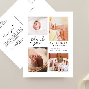 Carte Postale Remerciement pour Baby Shower avec plusieurs photo