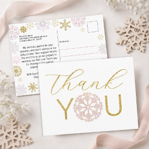 Carte Postale Remerciement pour Baby Shower Bébé Flocon de Neige