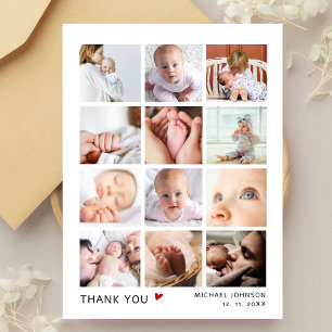 Carte Postale Remerciement pour Baby Shower Collage Photo Modern