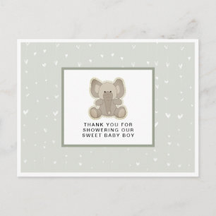 Carte Postale Remerciement pour Baby Shower éléphant bébé adorab