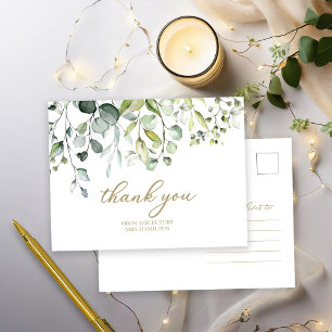 Carte Postale Remerciement pour Baby Shower Eucalyptus Végétal M