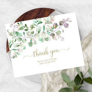 Carte Postale Remerciement pour Baby Shower Mariée Eucalyptus Ve