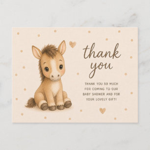 Carte Postale Remerciement pour Baby Shower Poulin de Cheval