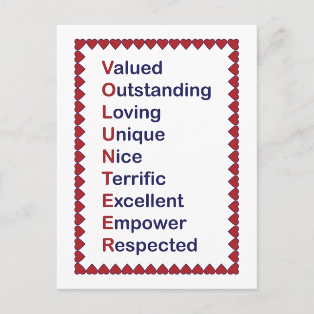 Carte Postale Remerciement pour la reconnaissance des bénévoles  (Devant)