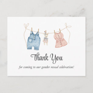 Carte Postale Remerciement pour la révélation du sexe de bébé av