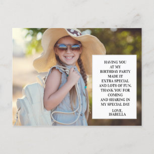 Carte Postale Remerciement pour photo de fête d'anniversaire d'e