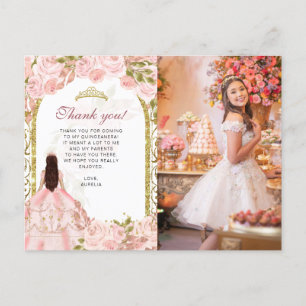 Carte Postale Remerciement pour Quinceañera avec photo florale r