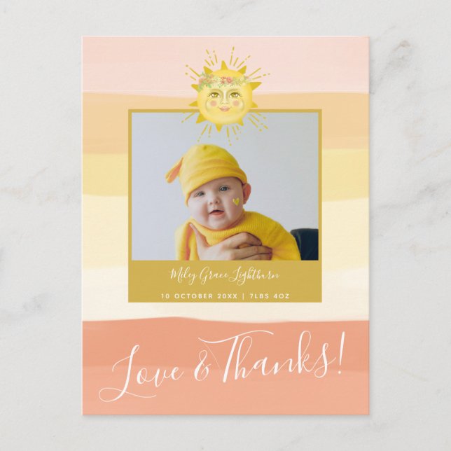 Carte Postale Remerciement pour une Baby Shower Adorable Rose Ar (Devant)