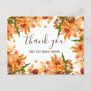 Carte Postale Remerciement pour une Baby Shower d'Automne Amour 