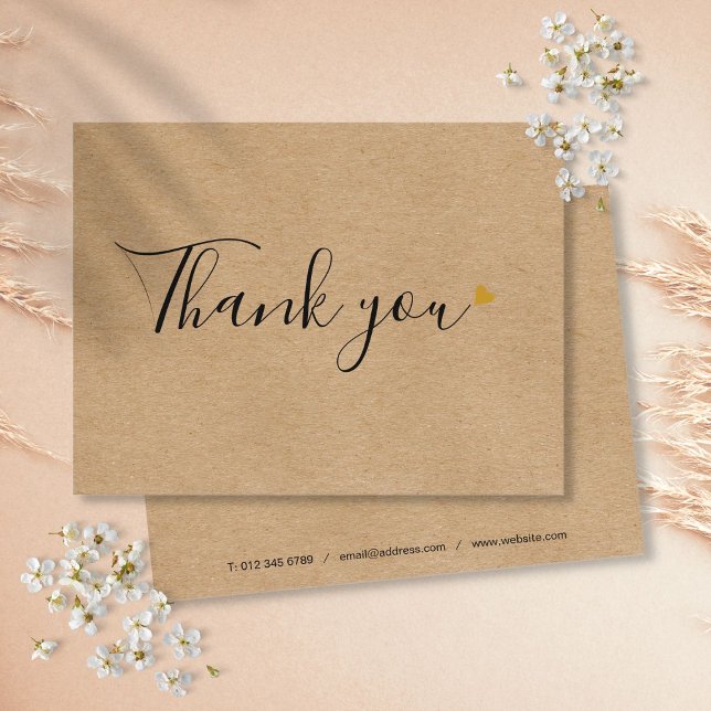 Carte Postale Remerciement simple d'entreprise de script de Kraf (Rustic Kraft Simple Script Business Thank You Postcard)