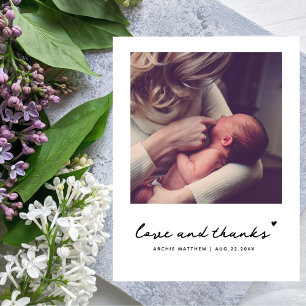 Carte Postale Remerciement Simple Moderne Carré pour Baby Shower