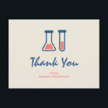 Carte Postale Remerciement sur le thème de la science avec éprou<br><div class="desc">Carte de remerciement avec un dessin mignon d'une éprouvette et d'un bécher. Parfait pour les amateurs de science.</div>
