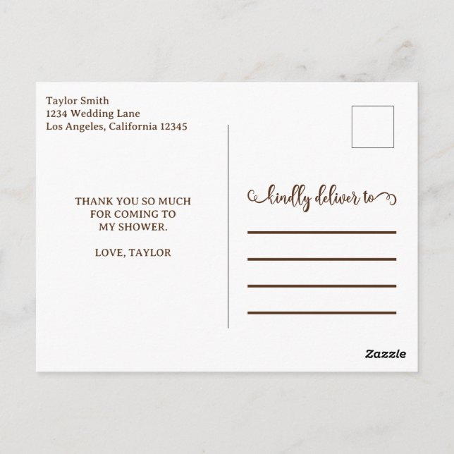 Carte Postale Remerciement Typographie Or Moderne  (Dos)