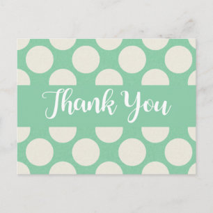 Carte Postale Remerciement Vert Menthe Et Points Blancs