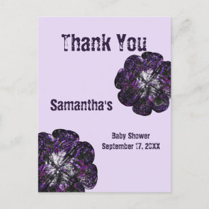 Carte Postale Remerciements Baby Shower Fleur Violette Merci