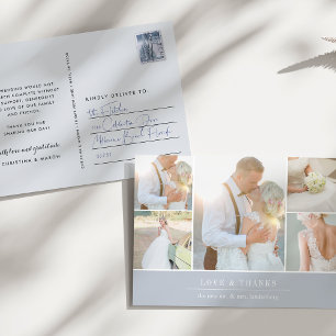 Carte Postale Remerciements Chic Collage de photos de mariage