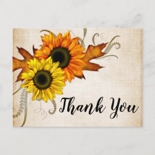 Carte Postale Remerciements de Baby Shower Automne Doré et Orang