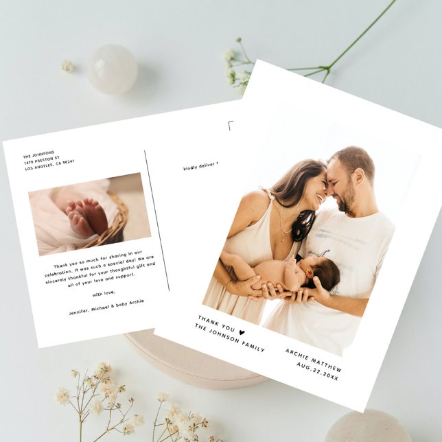 Carte Postale Remerciements de Baby Shower pour la typographie m (Créateur téléchargé)