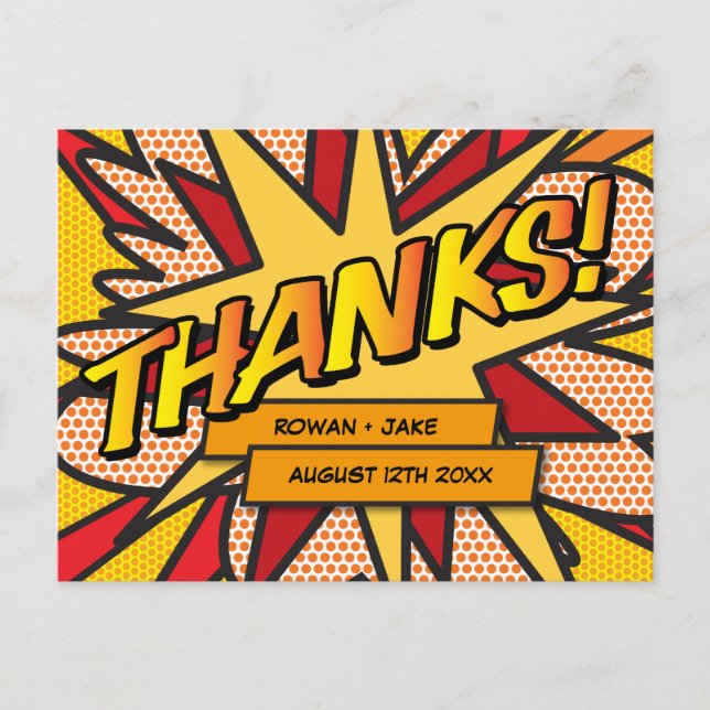 Carte Postale Remerciements de bande dessinée moderne amusante (Devant)