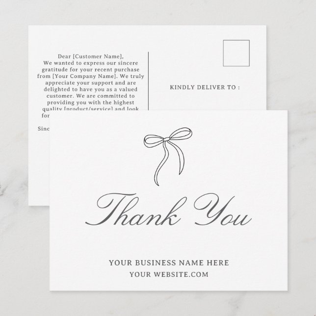 Carte Postale Remerciements de Bow Business (Devant / Derrière)