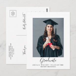Carte Postale Remerciements de diplômé pour une simple photo de 
