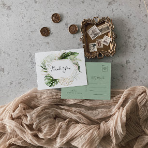 Carte Postale Remerciements de feuillage tropical géométrique do