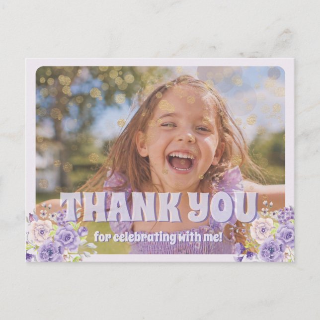 Carte Postale Remerciements de l'enfant Fleurs violettes (Devant)