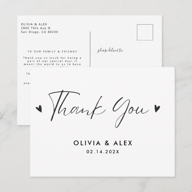 Carte Postale  Remerciements de mariage  (Devant / Derrière)