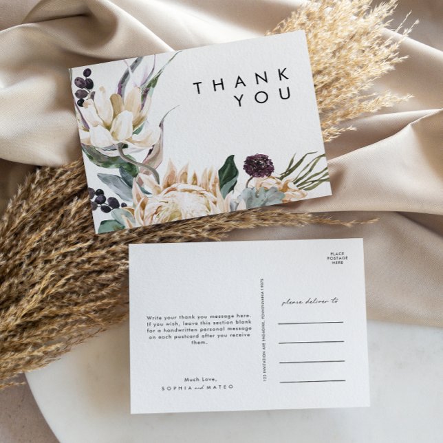 Carte Postale Remerciements de mariage à fleurs blanches (Créateur téléchargé)