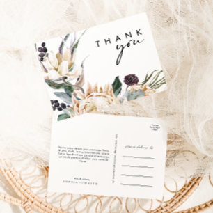Carte Postale Remerciements de mariage à fleurs blanches