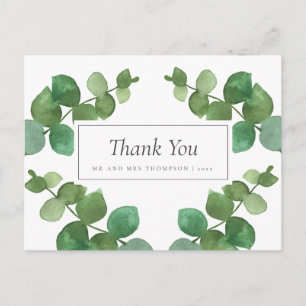 Carte Postale Remerciements de mariage au bois d'eucalyptus