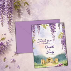 Carte Postale Remerciements de mariage au jardin du manoir de Wi