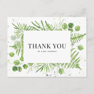 Carte Postale Remerciements de mariage avec fougères et verdure