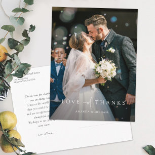 Carte Postale Remerciements de mariage avec photo personnalisée