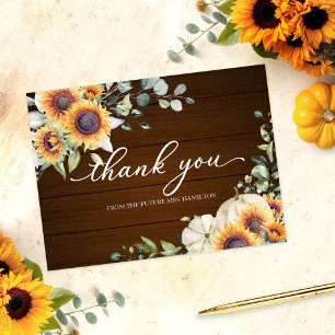 Carte Postale Remerciements de mariage avec tournesols et verdur