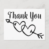 Remerciements de mariage coeurs noir et blanc