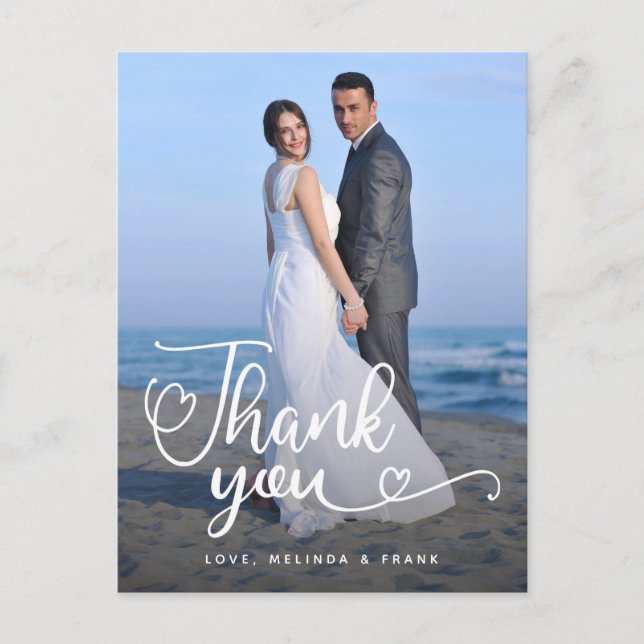 Carte Postale Remerciements de Mariage | Écriture Manuscrite sur (Devant)