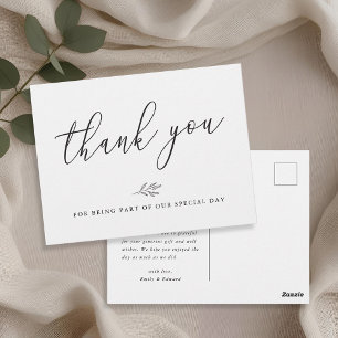 Carte Postale Remerciements de mariage en art en ligne botanique