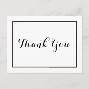 Carte Postale Remerciements de mariage en calligraphie noir et b
