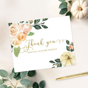 Carte Postale Remerciements de Mariage Floral Citrouille Automne