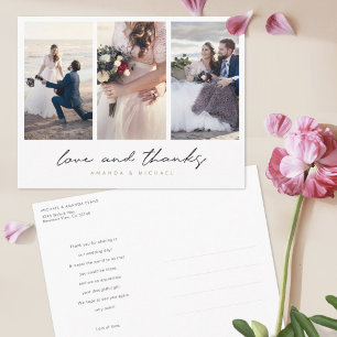 Carte Postale Remerciements de mariage modernes en or avec colla