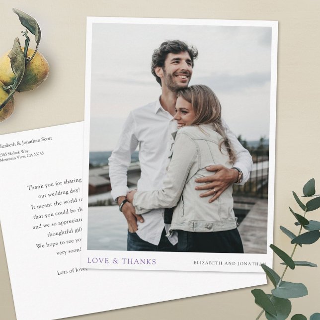 Carte Postale Remerciements de mariage personnalisés avec photo  (Créateur téléchargé)