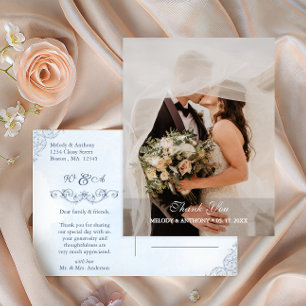 Carte Postale Remerciements de mariage photo bleu poussiéreux