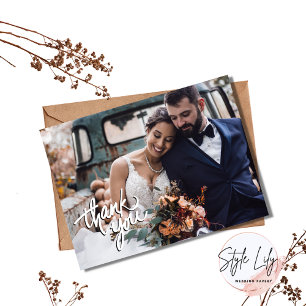 Carte Postale Remerciements de mariage photo modernes et économi