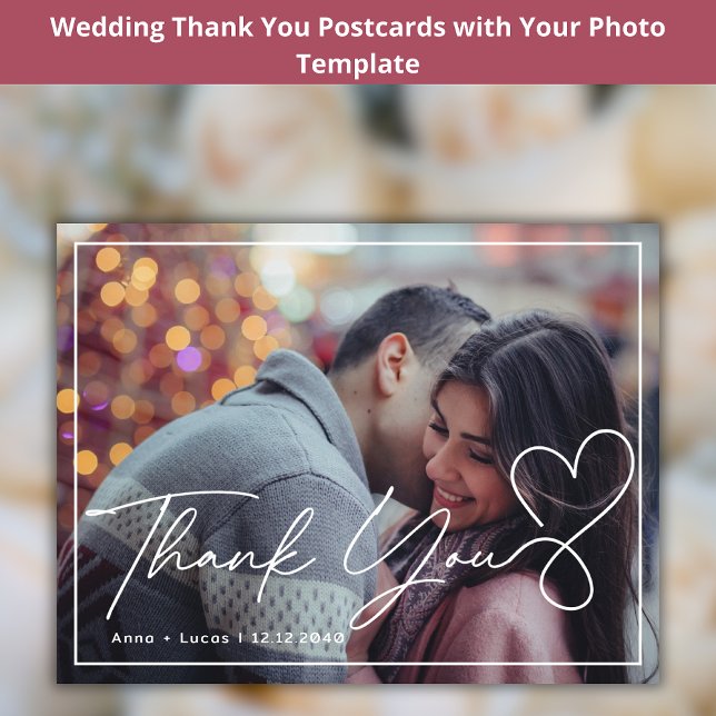 Carte Postale Remerciements de mariage rustiques avec écriture m (Créateur téléchargé)