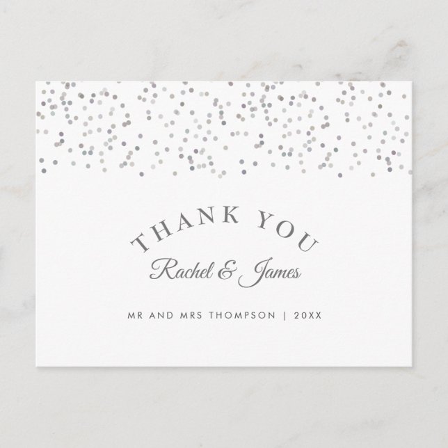 Carte Postale Remerciements de mariage Silver Stardust (Devant)