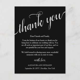 Carte Postale Remerciements de réception de mariage simple d'Ale